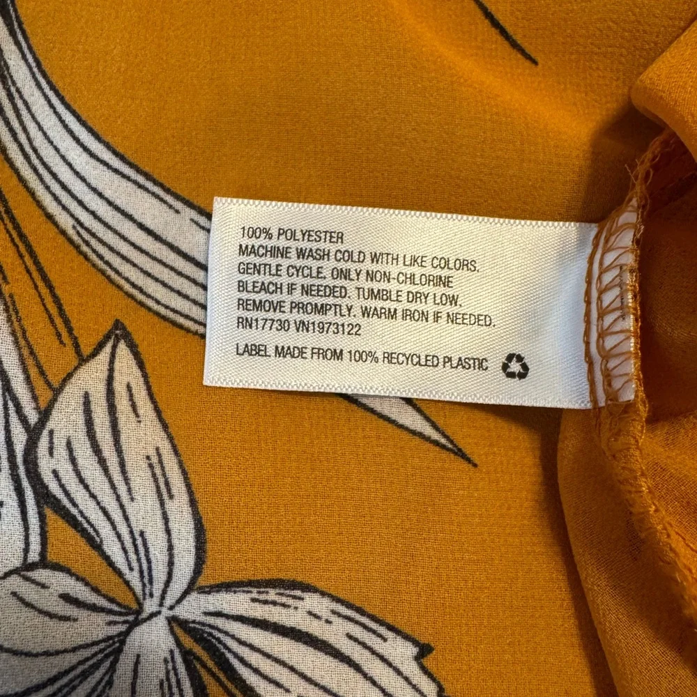 A New Day Mustard Floral Sleeve Blouse/ Sheer - Picture 10 of 10